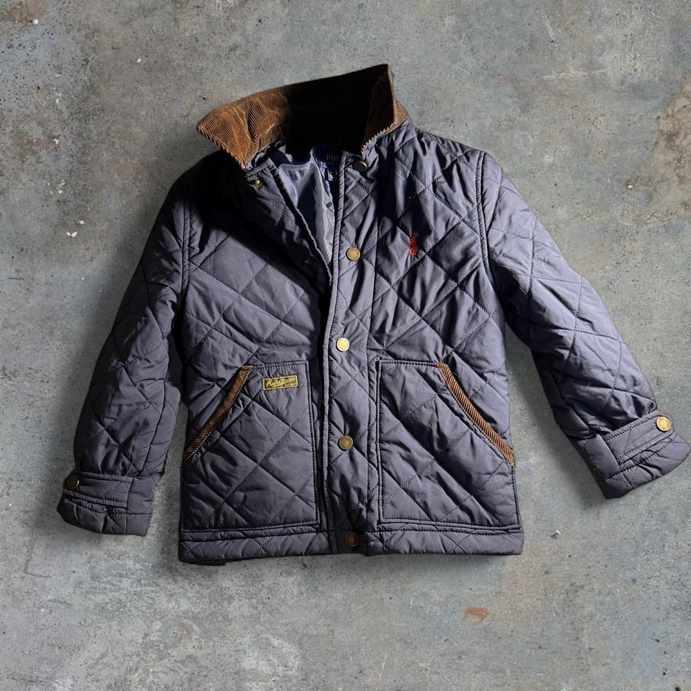 Polo Ralph Lauren Kids Navy Quilted Barn Jacket Corduroy Collar Blue Size 6